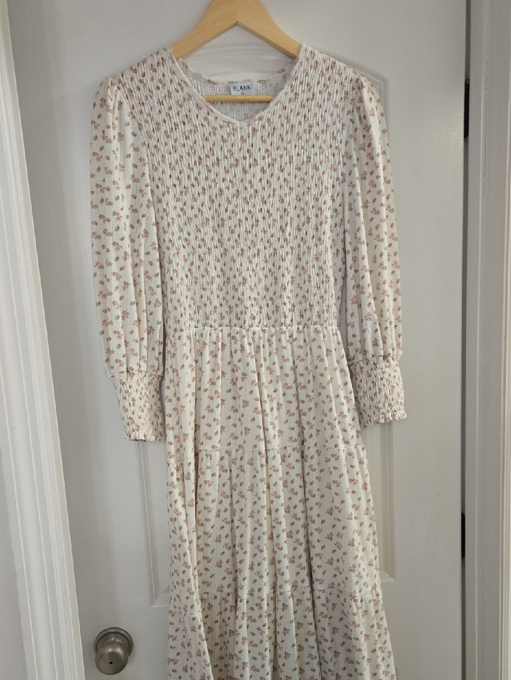 Blank NYC Cream Long Sleeve Floral Maxi Dress